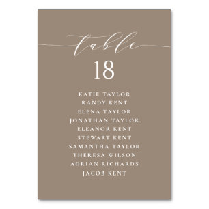 Numéro De Table Plan de siège Mariage minimaliste de type Script