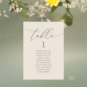 Numéro De Table Plan de table de mariage élégant crème gris