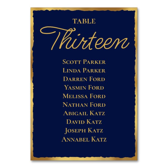 Numéro De Table Plan de table Navy Or (Par défaut)