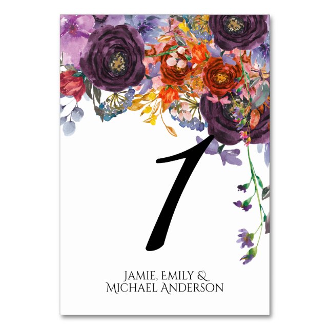 Numéro De Table Plum Orange Floral Personnalisé (Par défaut)