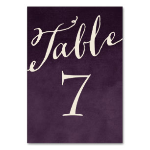 Numéro De Table Plum Purple Chic Calligraphie Numéros de tableau