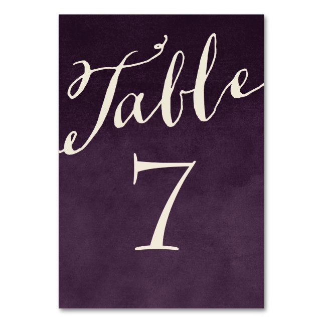 Numéro De Table Plum Purple Chic Calligraphie Numéros de tableau (Par défaut)