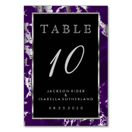 Numéro De Table Plum violet et marbre d'argent - Numéro de tableau