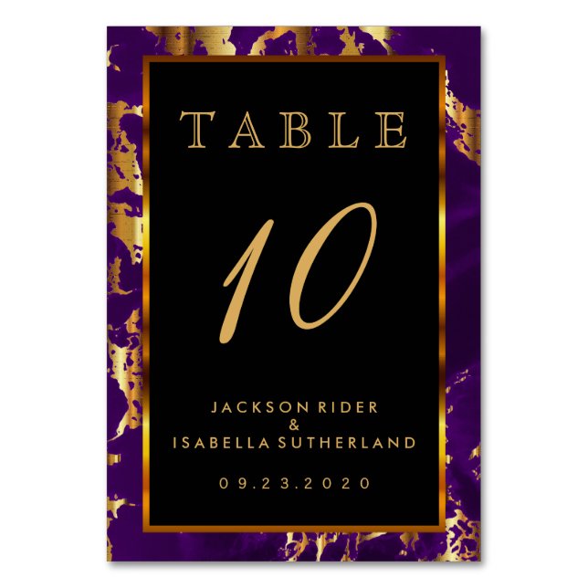 Numéro De Table Plum violet et marbre d'or - Numéro de tableau (Par défaut)