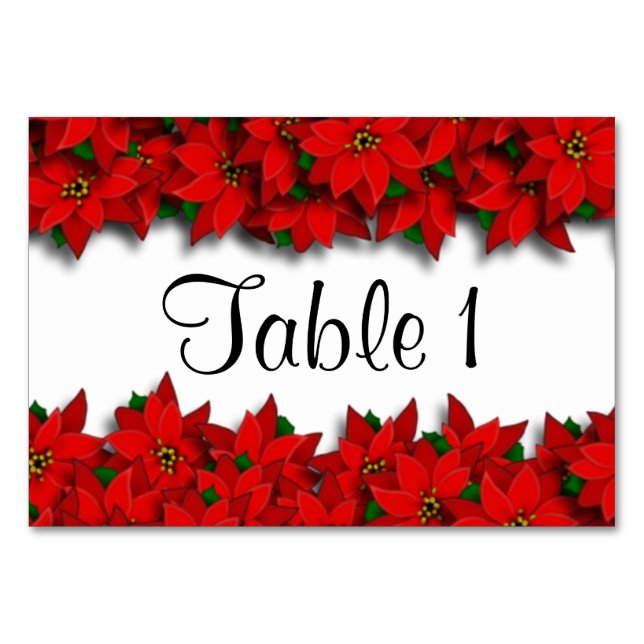 Numéro De Table Poinsettias de Noël (Devant)