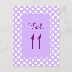 Numéro de table Pointe violet clair et blanc Polka