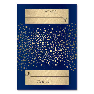 Numéro De Table Points confetti bleu et or de la marine
