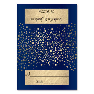 Numéro De Table Points Confetti bleu marine et or - Mariage