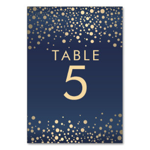 Numéro De Table Points Confetti Marine et Or