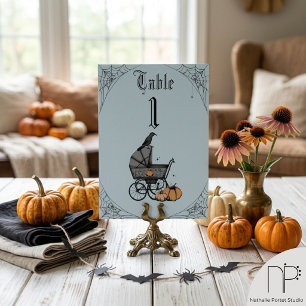 Numéro de table pour Baby Shower Halloween Bleu