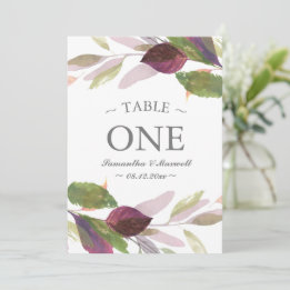 Numéro de table pour mariage d'automne avec feuill