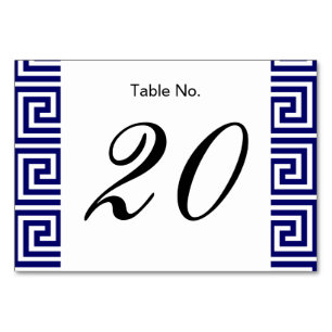 Numéro De Table Preppy Navy Bleu Blanc Clé grecque Motif