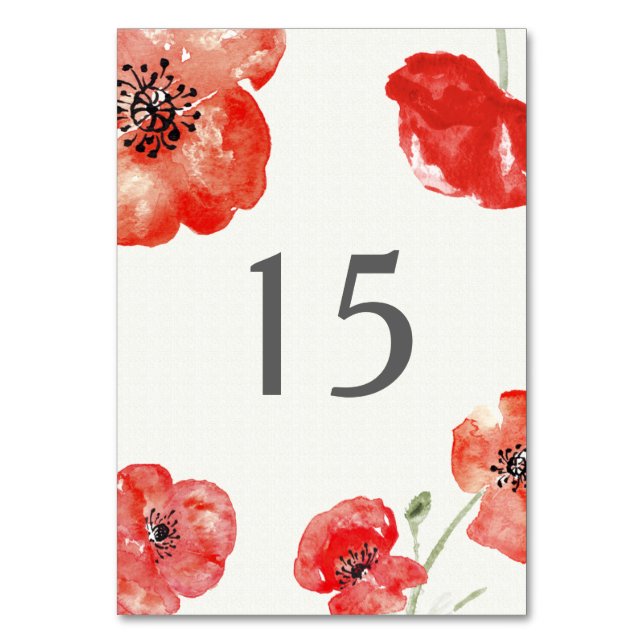 Numéro De Table Pretty Red Poppies numéro de tableau floral (Par défaut)