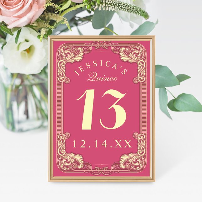 Numéro De Table Princesse Quinceanera rose (Créateur téléchargé)