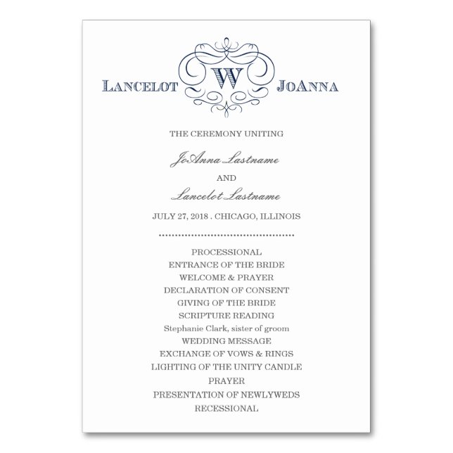 Numéro De Table Programme de mariage avec cadre de défilement (Par défaut)