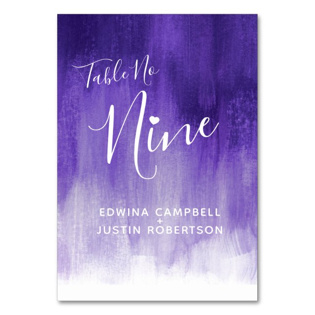 Numéro De Table Purple abstract wash moderne art table number nine (Dos)