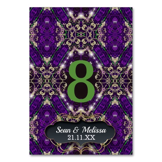 Numéro De Table Purple Green Gold Sparkle événement unique (Par défaut)