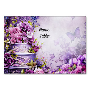 Numéro De Table Purple Reverie Fête des mariées Place Card Élégant