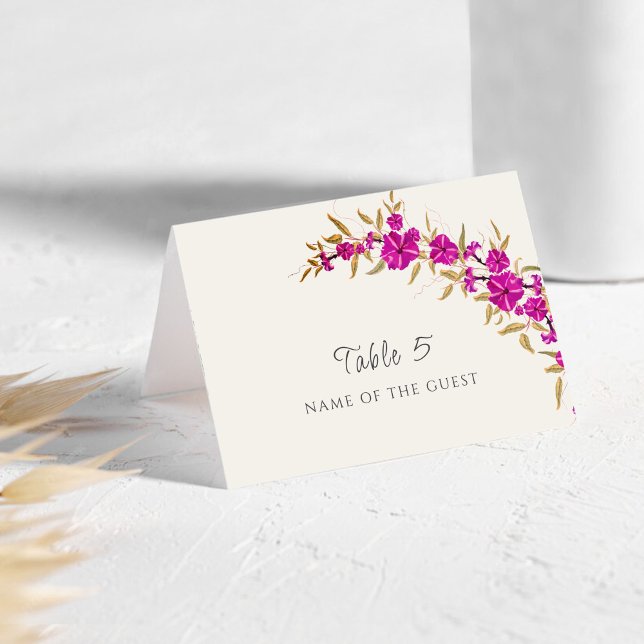Numéro De Table Purple Wild Trumpet Vine Flower Wedding Place Card (Créateur téléchargé)