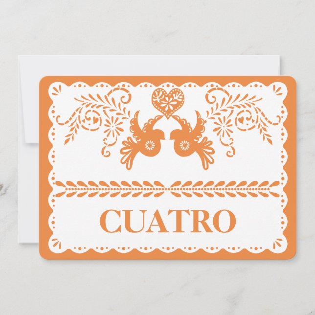 Numéro de Table Quatre Papel Picado Or Fiesta (Devant)