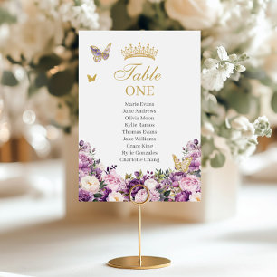 Numéro De Table Quinceanera Fleur de Lilas Pourpre