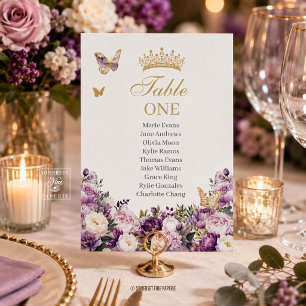 Numéro De Table Quinceanera Fleur de Lilas Pourpre 