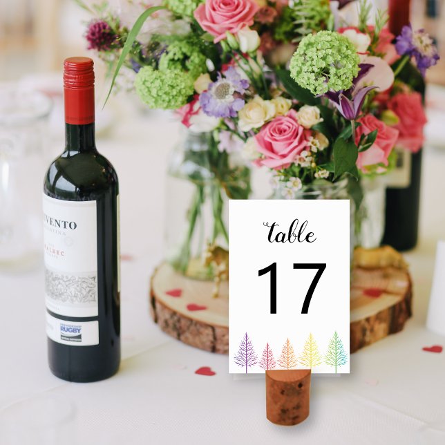Numéro De Table Rainbow couleurs arbres confetti gay lesbienne mar (Créateur téléchargé)