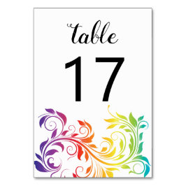 Numéro De Table Rainbow couleurs feuille de défilement gay lesbien