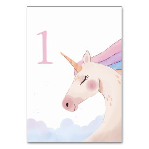 Numéro De Table Rainbow Watercolor Unicorn fête d'anniversaire  