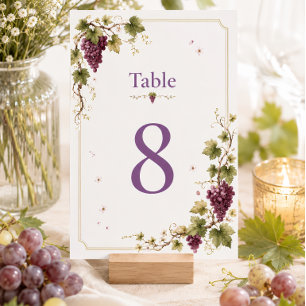Numéro De Table Raisin de Vigne Violet Élégant et Intemporel Aquar