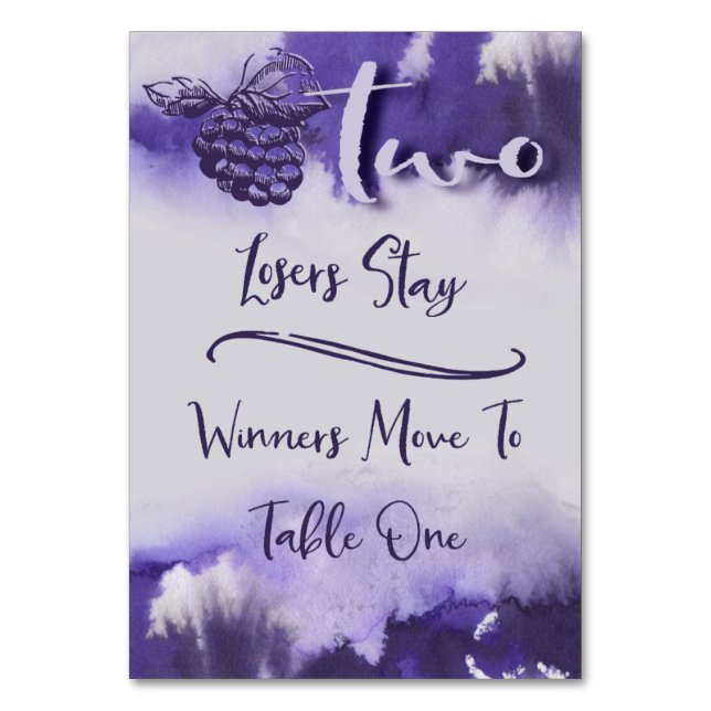 Numéro De Table Raisins de vin Bunco Jolie aquarelle Tableau 2 (Par défaut)