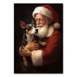 Numéro De Table Rat Terrier Avec Noël Festif Du Père Noël