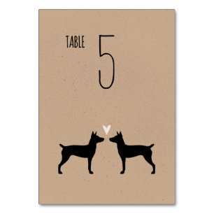 Numéro De Table Rat Terrier Silhouettes Chiens Mariage Réception
