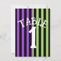 Numéro de Table Rayure Halloween Vert Violet & Noi