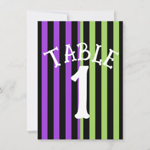 Numéro de Table Rayure Halloween Vert Violet & Noi