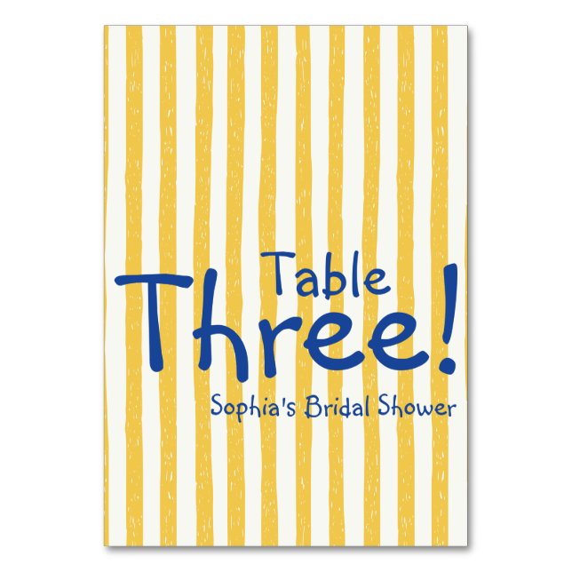 Numéro De Table Rayure jaune gras Mariage (Par défaut)