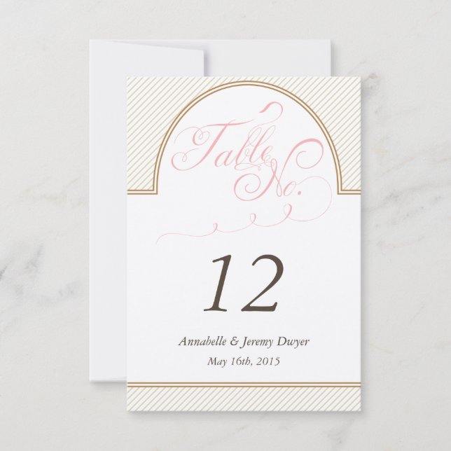 Numéro de table Rayures dorées classiques (Devant)