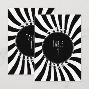 Numéro de table rayures fantaisistes noir et blanc