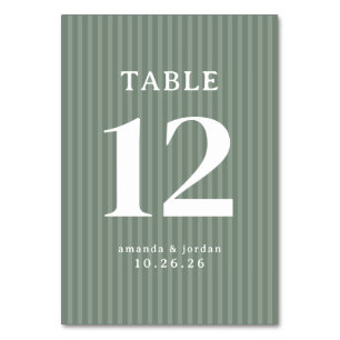 Numéro De Table Rayures Vertes Sophistiquées