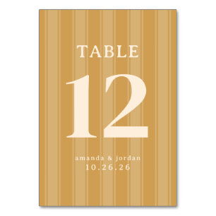 Numéro De Table Rayures verticales beige élégantes