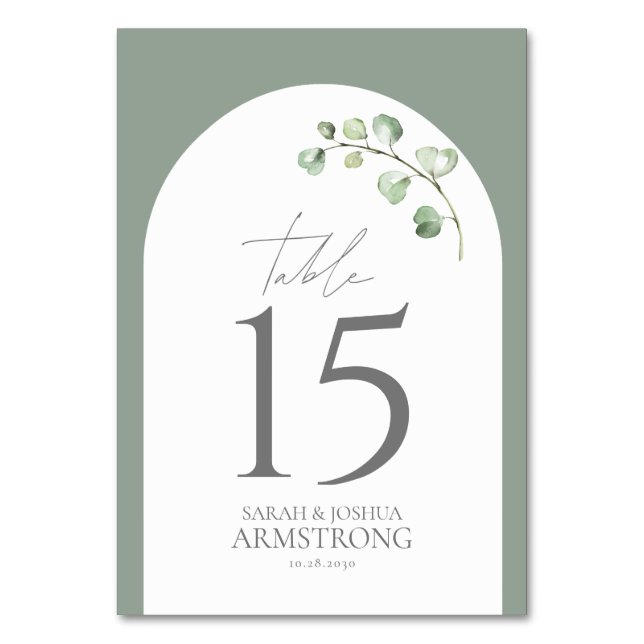 Numéro De Table Réception de mariage botanique moderne Sage Green  (Par défaut)
