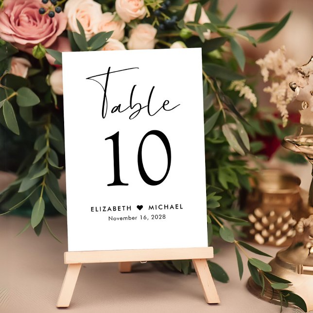 Numéro De Table Réception de mariage Chic Script (Créateur téléchargé)