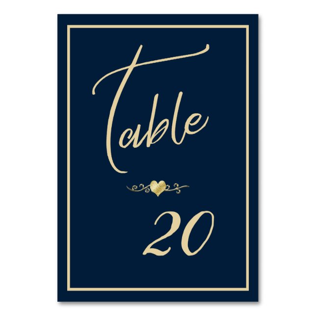 Numéro De Table Réception de mariage élégante Marine et Gold (Par défaut)