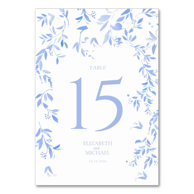 Numéro De Table Réception de mariage floral bleu français (Par défaut)