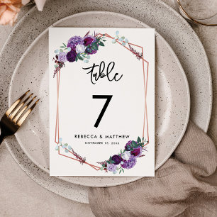 Numéro De Table Réception de mariage florale moderne violet