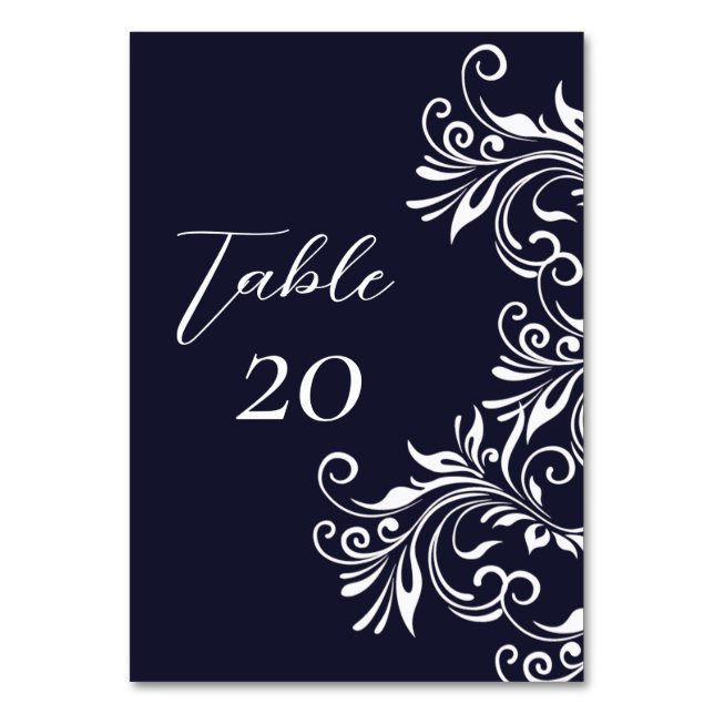 Numéro De Table Réception de mariage style marine et blanc élégant (Par défaut)