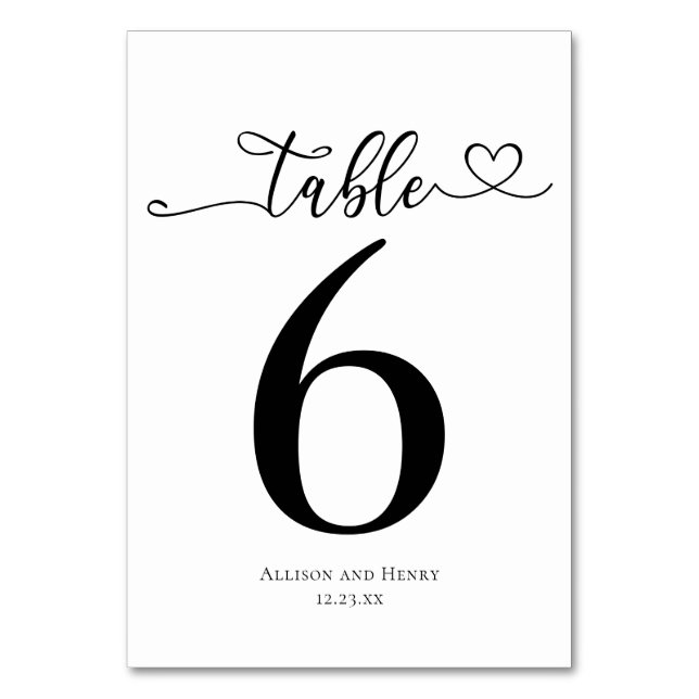 Numéro De Table Réception Simple Noir Blanc Mariage (Par défaut)