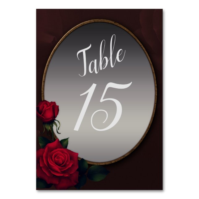 Numéro De Table Red Blush Floral Silver Grey Mirror Party (Par défaut)