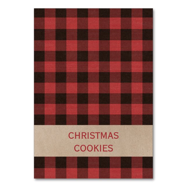 Numéro De Table Red Buffalo Plaid Christmas Buffet Étiquettes de n (Par défaut)