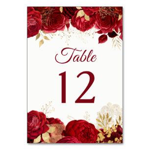 Numéro De Table Red Roses & Gold Tous les événements